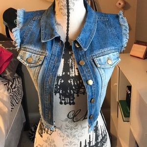 Distressed Jean Jacket Vest